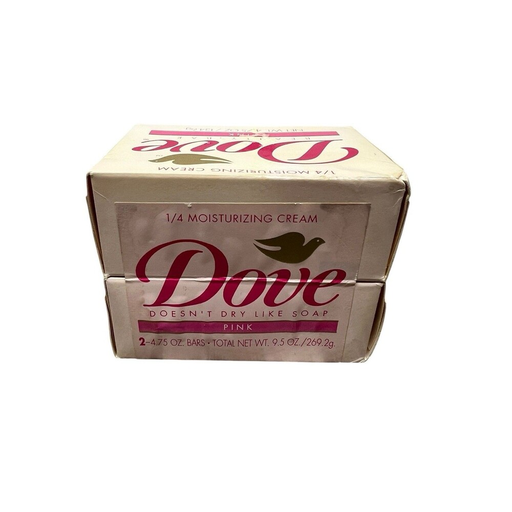 NEW 2 DOVE BEAUTY PINK VINTAGE NOS 1/4 MOISTURIZING CREAM BAR SOAP 4.75oz 1996 - Picture 1 of 4